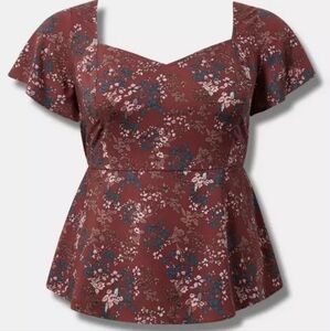 Torrid Red Flutter Sleeve Blouse